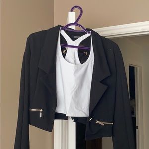 Cropped corset back black blazer top